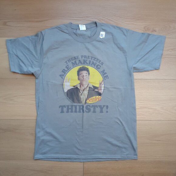 These Pretzels Are Making Me Thirsty! - Kramer - New Large Slate Gray T-Shirt - Picture 4 of 4